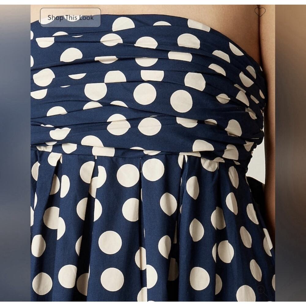 J. Crew Collection Strapless Bow-back Maxi Dress Navy PolkaDot Size 6 - Picture 4 of 6